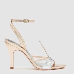 Reformation Gold and Silver Strappy Heels